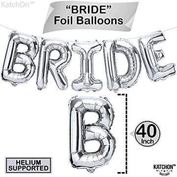 KatchOn, Giant Bride Balloons Silver - 40 Inch | Bachelorette Party Decorations | Silver Bride Balloons for Bridal Shower Decorations | Bridal Shower Balloons | Bachelorette Balloons