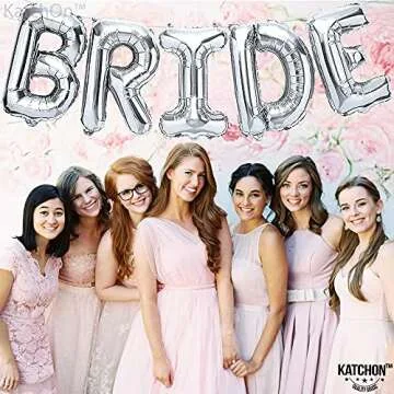 KatchOn, Giant Bride Balloons Silver - 40 Inch | Bachelorette Party Decorations | Silver Bride Balloons for Bridal Shower Decorations | Bridal Shower Balloons | Bachelorette Balloons