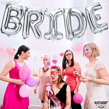 KatchOn, Giant Bride Balloons Silver - 40 Inch | Bachelorette Party Decorations | Silver Bride Balloons for Bridal Shower Decorations | Bridal Shower Balloons | Bachelorette Balloons