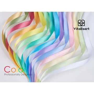 Vitalizart Ribbon for Crafts 3/8" x 70Yd Pastel Satin Ribbon Continuous Double Face Gift Wrapping Silk Like Fabric Flower Bouquet Birthday Party Decorations Bridal Shower Wreath Hair 14 Assorted Color