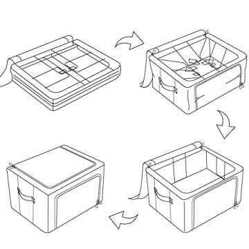 3 Pack Clothes Storage Bins Foldable Metal Frame Storage Box Stackable Linen Fabric Organizer Set with Carrying Handles and Clear Window (Beige, 15.7x11.8x7.8inch(22L))