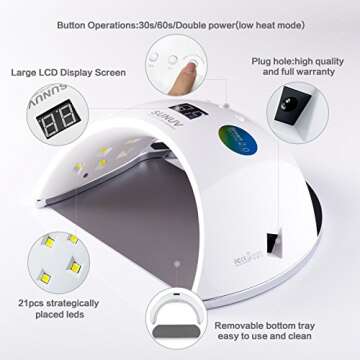 SUNUV UV LED Nail Lamp, 48W Nail Dryer for Gel Polish, Quick Dry Gel Nail Light with 3 Timers, Automatic Sensor, LCD Display, SUN6