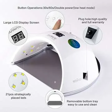 SUNUV UV LED Nail Lamp, 48W Nail Dryer for Gel Polish, Quick Dry Gel Nail Light with 3 Timers, Automatic Sensor, LCD Display, SUN6