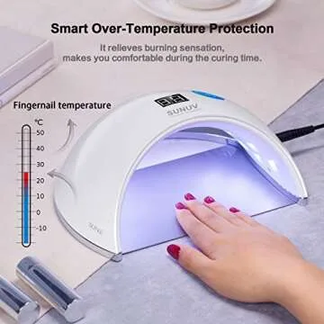 SUNUV UV LED Nail Lamp, 48W Nail Dryer for Gel Polish, Quick Dry Gel Nail Light with 3 Timers, Automatic Sensor, LCD Display, SUN6