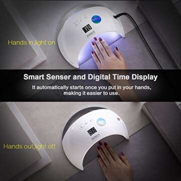 SUNUV UV LED Nail Lamp, 48W Nail Dryer for Gel Polish, Quick Dry Gel Nail Light with 3 Timers, Automatic Sensor, LCD Display, SUN6