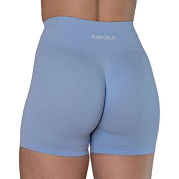 AUROLA Dream Collection Women Workout Shorts High Waist Gym Shorts, Scrunch Butt Seamless Athletic Shorts,Serenity Blue,S