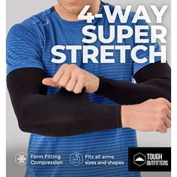 Tough Outdoors Sun Protection Sleeves - UV Arm Sleeves for Men and Women - Golf Cooling Arm Sleeves - Baseball Sun Sleeves