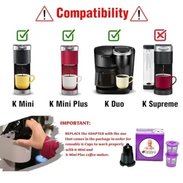 Keurig Mini Reusable K Cup | Durable & Easy To Use | 2 Pack + Adapter