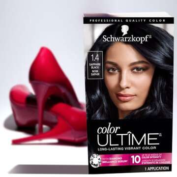 Schwarzkopf Color Ultime Hair Color, 1.4 Sapphire Black, 1 Application - Permanent Black Hair Dye for Vivid Color Intensity and Fade-Resistant Shine up to 10 Weeks