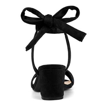 Allegra K Women's Open Toe Ankle Tie Back Block Heels Sandals