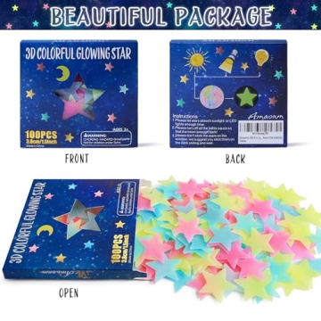 Colorful Glow in The Dark Stars for Kids' Rooms