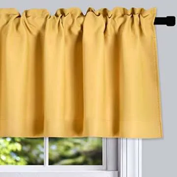 Elegant DONREN Gold Yellow Blackout Curtain Valances - Perfect for Small Windows (2 Panels, 42x12 In...