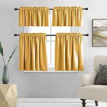 DONREN Gold Yellow Blackout Valances - 2 Panels 42x12