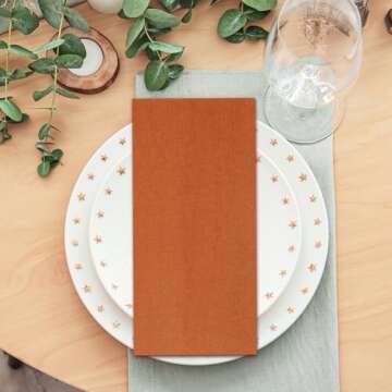 100 Pack Terracotta Paper Napkins, Disposable Linen-Feel Guest Towels Cloth-Like Hand Towels, Soft, Absorbent, Paper Hand Napkins for Kitchen, Bathroom, Parties, Weddings, Dinners - 12" x 17"