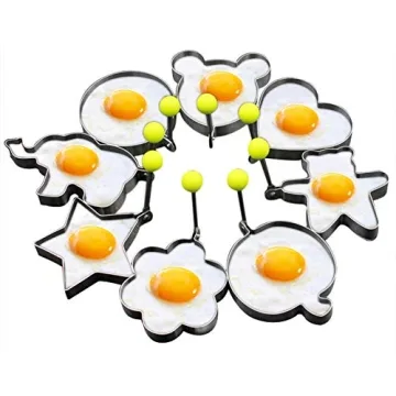 Slomg 8pcs Set Fried Egg Rings Molds Non Stick for Griddle Pan, Egg Shaper Pancake Maker with Handle...