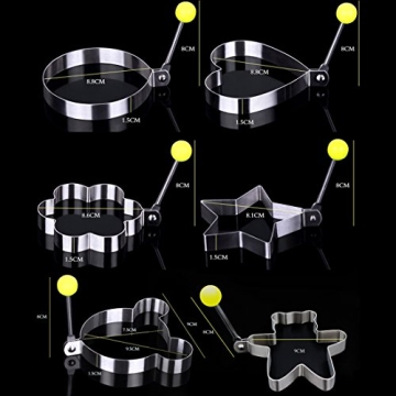 Slomg 8pcs Nonstick Egg and Pancake Molds for Breakfast Fun