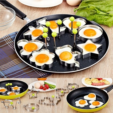 Slomg 8pcs Nonstick Egg and Pancake Molds for Breakfast Fun