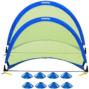 Poray Soccer Goal - Portable 4FT Soccer Net Set with Cones and Stakes for Kids Fun