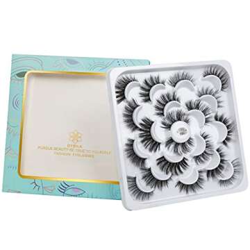 DYSILK Mink Lashes Fake Eyelashes - Mink Eyelashes Fluffy 10 Styles Mixed Pairs 6D Faux Lashes Pack Lashes Natural Look Wispy Fluffy Cat Eye Reusable False Eyelashes