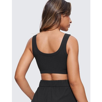 CRZ YOGA Ribbed Sports Bra for Women - U Back Comfort