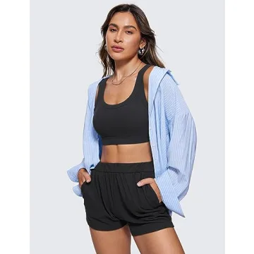 CRZ YOGA Ribbed Sports Bra for Women - U Back Comfort