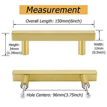 goldenwarm 5 Pack Gold Drawer Pulls Brushed Brass Kitchen Handles 3-3/4In Hole Centers - LS1212GD96 ...