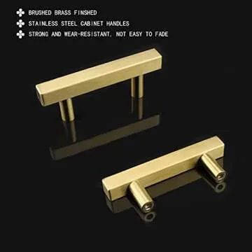 goldenwarm 5 Pack Gold Drawer Pulls Brushed Brass Kitchen Handles 3-3/4In Hole Centers - LS1212GD96 Gold Pulls for Cabinets Brass Drawer Handles 6In Overall Length