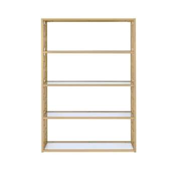 Acme Blanrio Rectangular 4-Shelf Etagere Bookcase in Clear Glass and Gold Metal