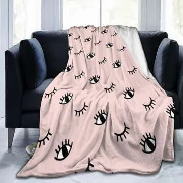 VODRM Pink Lash Blanket for Lash Bed Eyelash Doodle Style Throw Blankets Gifts for Women Girls Lightweight Soft Fleece Cozy for Sofa Couch Bed Room Travel Party Birthday Decor 40x50in