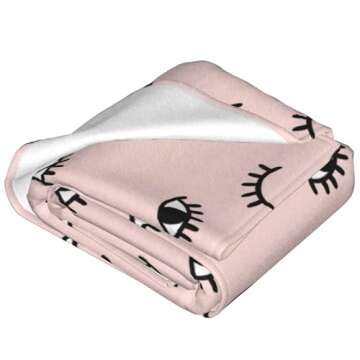 VODRM Pink Lash Blanket for Lash Bed Eyelash Doodle Style Throw Blankets Gifts for Women Girls Lightweight Soft Fleece Cozy for Sofa Couch Bed Room Travel Party Birthday Decor 40x50in