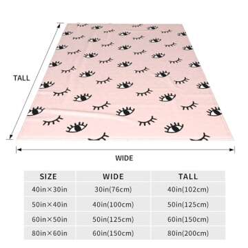 VODRM Pink Lash Blanket for Lash Bed Eyelash Doodle Style Throw Blankets Gifts for Women Girls Lightweight Soft Fleece Cozy for Sofa Couch Bed Room Travel Party Birthday Decor 40x50in