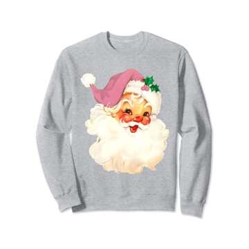 Vintage Pink Santa Claus Pink Christmas Design Xmas Sweatshirt