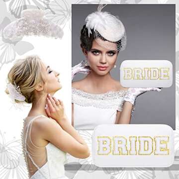 Mrs/Bride Embroidered Makeup Bag Set: Cosmetic Pouch, Hair Claw Clip - for Bachelorette, Bridal Shower & Wedding