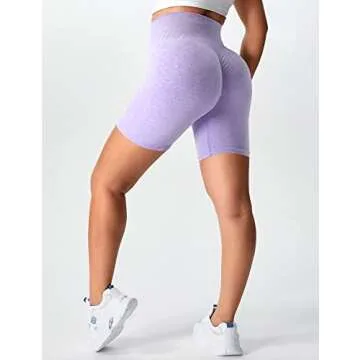 YEOREO Women Scrunch Workout Shorts Butt Lifting High Waist Gym Yoga Seamless Biker Shorts Lilac S