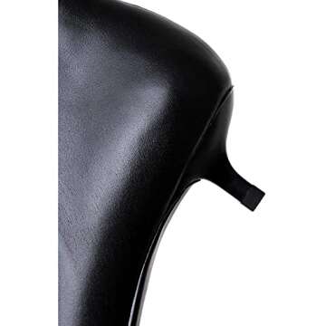 COLETER Women's Black Leather Ankle Boots Pointy Toe Kitten Heel Side Zippers Daily Wear Booties Black-32 8.5 US