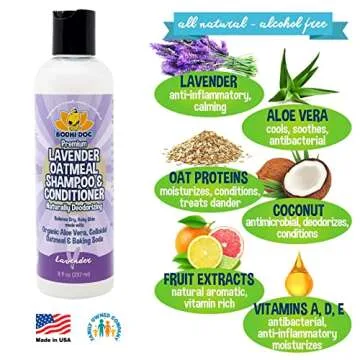 Bodhi Dog Premium Lavender Oatmeal Shampoo & Conditioner - Organic Formula for Dogs, Cats & Pets - Hypoallergenic, Soothes Dry, Itchy Skin & Supports Skin Health - Made in USA (8 Fl Oz)