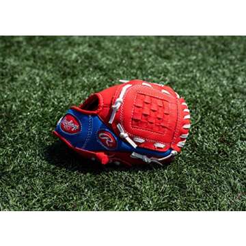 Rawlings Youth Baseball Glove | 9" T-Ball Right Handed | Red/Blue