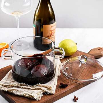 1.5L/50oz glass pot, clear pots for cooking, glass saucepan with cover, clear cooking pots, Heat-res...