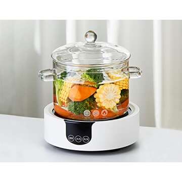 1.5L/50oz glass pot, clear pots for cooking, glass saucepan with cover, clear cooking pots, Heat-resistant Glass Cooking Pot Covered Saucepan with Lid Pasta Pot Cookware Stockpots