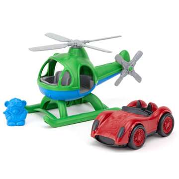 Green Toys Helicopter & Race Car Set - Eco-Friendly Fun for Kids
