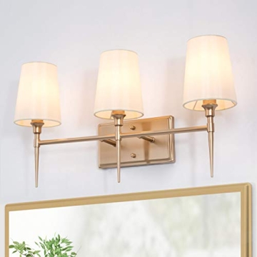 Classy Leaves Bathroom Light Fixtures, 3-Light Gold Vanity Lights, Modern Bathroom Vanity Light Fixt...