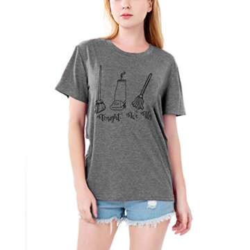 GEMLON I Just Took a DNA Test T-Shirt Women Halloween Sanderson Sisters Retro Vintage Graphic Tee (03-Grey, XL)