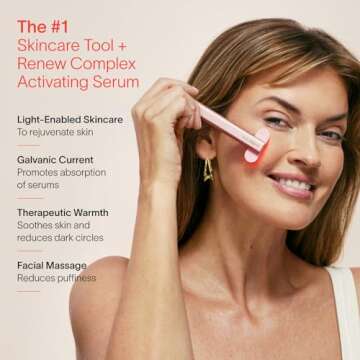 Solawave 4-in-1 Radiant Renewal Wand and Serum Bundle, Face Skincare Wand with Facial Massager, Facial Wand with Renew Complex Serum