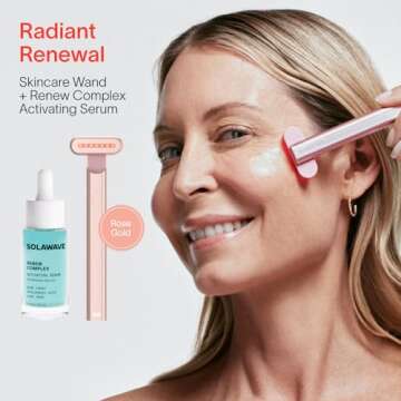 Solawave 4-in-1 Radiant Renewal Wand and Serum Bundle, Face Skincare Wand with Facial Massager, Facial Wand with Renew Complex Serum