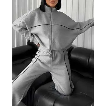 PUWEI Women 2 Piece Tracksuit Fall Outfits Long Sleeve Zip Up Sweatshirt Jogger Pants Lounge Sweatsuit Sets