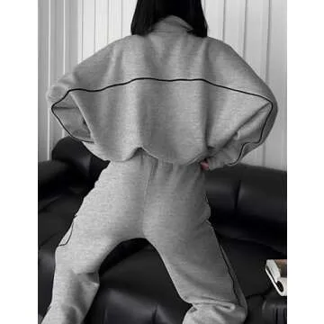 PUWEI Women 2 Piece Tracksuit Fall Outfits Long Sleeve Zip Up Sweatshirt Jogger Pants Lounge Sweatsuit Sets