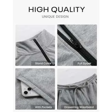 PUWEI Women 2 Piece Tracksuit Fall Outfits Long Sleeve Zip Up Sweatshirt Jogger Pants Lounge Sweatsuit Sets