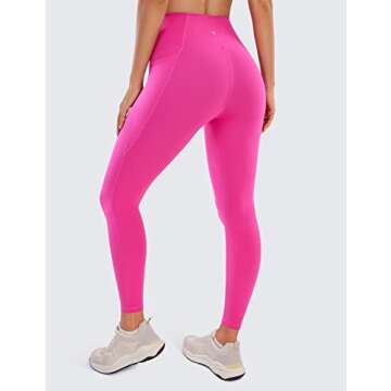 CRZ YOGA Womens Butterluxe Workout Leggings - Buttery Soft Gym Pants with Pockets in Hibiscus Purple