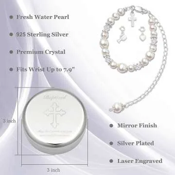 Sterling Silver Baptism Bracelet for Baby Girls