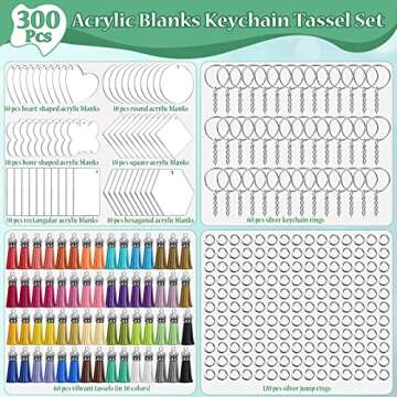 300 PCS Acrylic Keychain Blanks for Creative DIY Projects